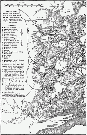 A contemporary map of Shiloh Battleground.